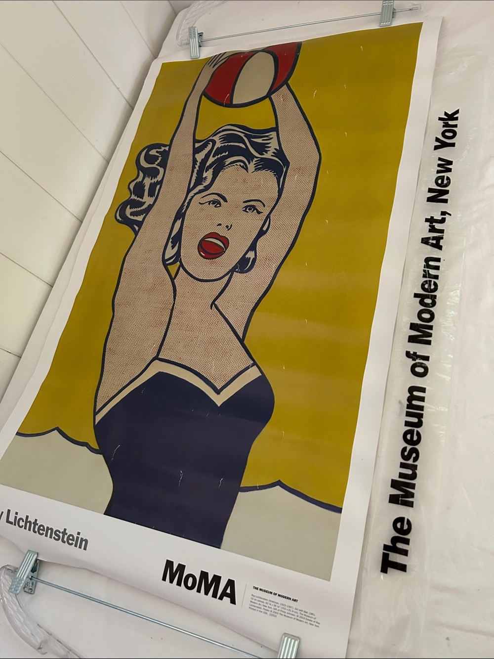 Vintage Roy Lichtenstein poster Girl With Ball MoMA NY pop art Print 2003 20x33 - Picture 16 of 16